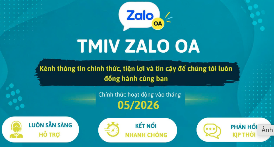 THÔNG BÁO VỀ VIỆC TRIỂN KHAI KÊNH ZALO CHÍNH THỨC CỦA TMIV