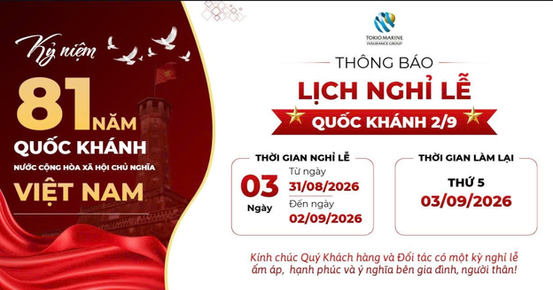 TMIV THÔNG BÁO LỊCH NGHỈ LỄ QUỐC KHÁNH 2/9